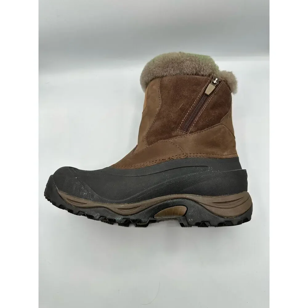 North Face Greenland Brown Zip Waterproof Winter Boots Size 8 Faux Fur Shearling - Picture 11 of 15